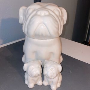 Target English Bulldog cookie jar w/salt & pepper shakers